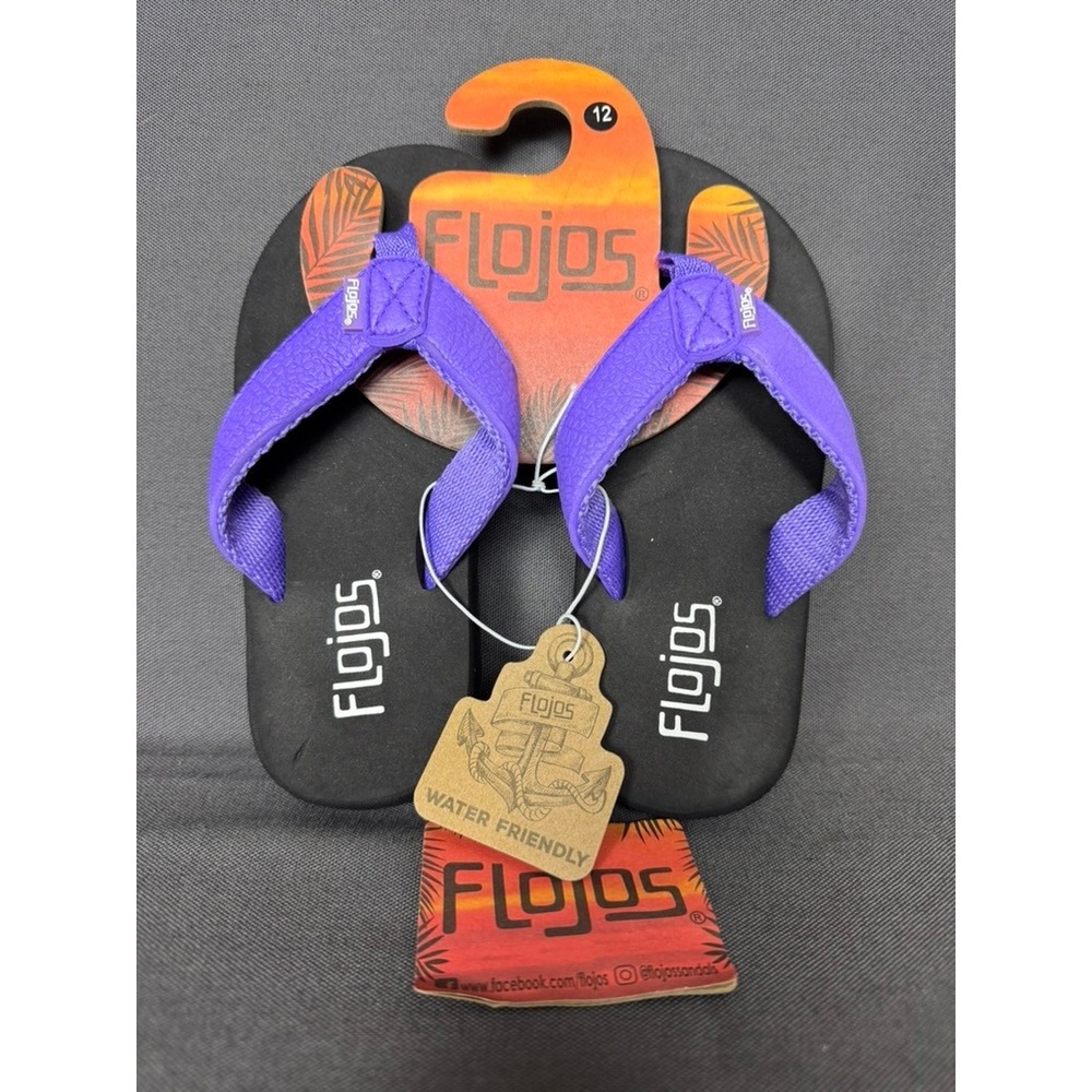 Flojos Brody Kids Flip Flops Lavender Purple Water Friendly Sandals Size 12 NEW